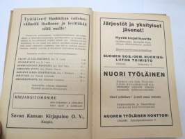 Työmiehen Kalenteri I 1922, sis. mm. seur. artikkelit / kuvat / mainokset; Kansikuvitus sekä kalenteriosan vinjettikuvitus I. Vickberg; Ikuinen muisto