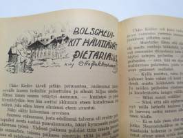 Työmiehen Kalenteri I 1922, sis. mm. seur. artikkelit / kuvat / mainokset; Kansikuvitus sekä kalenteriosan vinjettikuvitus I. Vickberg; Ikuinen muisto