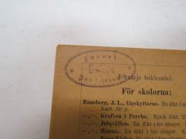 Nadeschda. En dikt i nio sånger af Johan Ludvig Runeberg, ex Edvin Lydén 1900, signeerannut kirjan Münchenissä ollessaan, takakannessa erikoinen &quot;Farväl&quot;