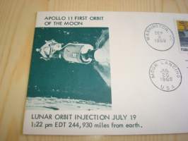 Apollo 11 First Orbit of the Moon, USA, ensipäiväkuori, FDC, hieno. Katso myös muut kohteeni, mm. noin 1 200 erilaista amerikkalaista ensipäiväkuorta