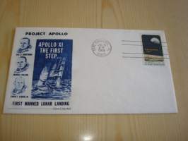 Apollo 11, 1969, USA, ensipäiväkuori, FDC, hieno ja harvinaisempi versio. Katso myös muut kohteeni, mm. noin 1 200 erilaista amerikkalaista ensipäiväkuorta