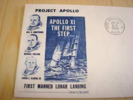 Apollo 11, 1969, USA, ensipäiväkuori, FDC, hieno ja harvinaisempi versio. Katso myös muut kohteeni, mm. noin 1 200 erilaista amerikkalaista ensipäiväkuorta