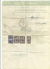 Lasten Päivä lupahakemus Vaasa 1949 - firmalomake veromerkein