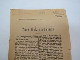 Vårt fiskeriväsende (Aftryck från Helsingfors Dagblad N:ris 241-242) -eripainos /offprint