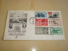 Civil War: Battle of Wilderness, USA:n sisällissota, 1964, USA, ensipäiväkuori, FDC, kuudella erilaisella postimerkillä. Katso myös muut kohteeni, mm. noin 1