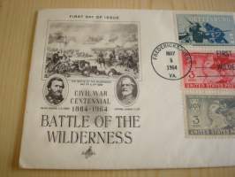 Civil War: Battle of Wilderness, USA:n sisällissota, 1964, USA, ensipäiväkuori, FDC, kuudella erilaisella postimerkillä. Katso myös muut kohteeni, mm. noin 1