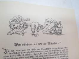 Volkskunde - Dem Atlas der deutschen Volkskunde zum Geleit -saksalisen kansatieteen / folkloristiikan alan kirja, jossa käydään läpi saksalaisuuden perusasioita