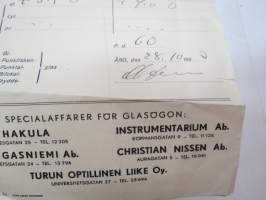 Dr. M. Zewi - Specialist i ögonsjukdomar -silmälasimääräys, 28.10.1953 -eye glass prescription