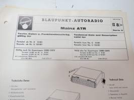 Blaupunkt-Autoradio Technische Daten und Funktionsbeschreibung... / Technical Data and Description - alkuperäisiä tehtaan asennusohjeita ja teknisiä tietoja