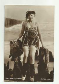 Phyllis Haver  - vanha postikortti, ihailijapostikortti, fanikortti kulkenut nyrkkipostissa