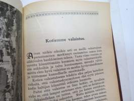 Kansanvalistusseuran Kalenteri 1930, sis. mm. seur. artikkelit / kuvat / mainokset; Singer, Paulig, Paischeff, Nokia, Husqvarna Fama kutomakoneet, Kalenteriosuus