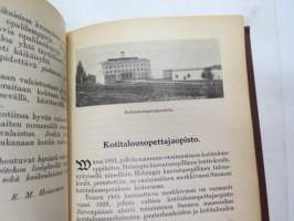 Kansanvalistusseuran Kalenteri 1930 + Tietokalenteri yhteensidottuna, sis. mm. seur. artikkelit / kuvat / mainokset; Singer, Paulig, Paischeff, Nokia, Husqvarna