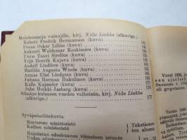 Kansanvalistusseuran Kalenteri 1930 + Tietokalenteri yhteensidottuna, sis. mm. seur. artikkelit / kuvat / mainokset; Singer, Paulig, Paischeff, Nokia, Husqvarna