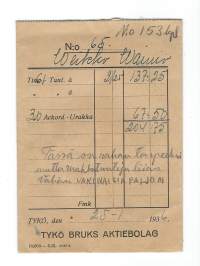 Tykö Bruk Ab  palkkapussi 25.1.1936     firmakuori