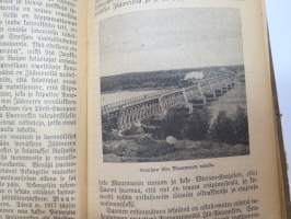 Kansanvalistusseuran Kalenteri 1919, sis. runsaasti mainoksia, artikkeleita, tilastotietoa, rautateitten ja postin kulku, virkamiehistö, puolueet,