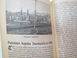 Kansanvalistusseuran Kalenteri 1919, sis. runsaasti mainoksia, artikkeleita, tilastotietoa, rautateitten ja postin kulku, virkamiehistö, puolueet,