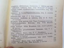 Kansanvalistusseuran Kalenteri 1928, sis. runsaasti mainoksia, artikkeleita, tilastotietoa, rautateitten ja postin kulku, virkamiehistö, puolueet,