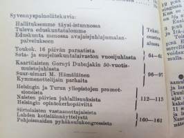 Kansanvalistusseuran Kalenteri 1928, sis. runsaasti mainoksia, artikkeleita, tilastotietoa, rautateitten ja postin kulku, virkamiehistö, puolueet,