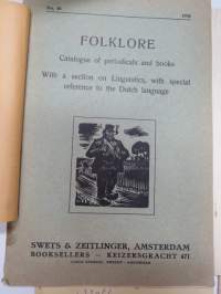 Folklore - 4 kpl antikvariaattien luetteloloita ko. aihepiiristä 1927-1932 - Wiolhelm Rahn, Theodor Ackermann, Hahn &amp; Seifart, Swets &amp; Zeitlinger -old book catalogs