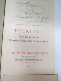 Folklore - 4 kpl antikvariaattien luetteloloita ko. aihepiiristä 1927-1932 - Wiolhelm Rahn, Theodor Ackermann, Hahn &amp; Seifart, Swets &amp; Zeitlinger -old book catalogs