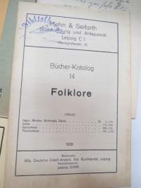 Folklore - 4 kpl antikvariaattien luetteloloita ko. aihepiiristä 1927-1932 - Wiolhelm Rahn, Theodor Ackermann, Hahn &amp; Seifart, Swets &amp; Zeitlinger -old book catalogs