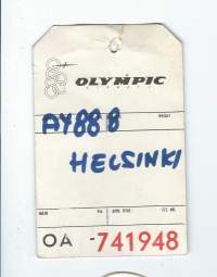 Olympic Airways  matkatavaran osoitelappu  1960-70-luku - osoitelappu