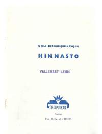 Orli-hitsauspuikkojen  hinnasto ja Fontargen hitsauspuikko  tuoteluettelo 1964