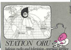 Station ORU Belgia - Radioamatöörin kuittauskortti  1974  postikortti