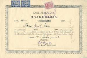 Emil Seven Oy ,   1 000 mk  osakekirja  15.10.1934