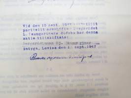 Aktibolaget Stockfors - Aktiebref å tvåtusen (2.000) finska mark nr 1232, herr E. Sabatie?, 1903 -osakekirja -share / stock certificate (forest industry)