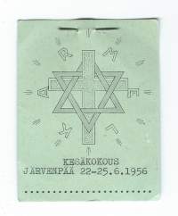 Karmel kesäkokous Järvenpää 1956 - merkki,  rintamerkki  pahvia