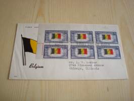 WWII, 2. maailmansota, Overrun Country / miehitetyt valtiot, Belgia, 1943, USA, ensipäiväkuori, FDC, kuudella postimerkillä. Katso myös muut kohteeni, minulla