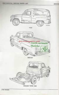 BMC - Austin / Morris ½ - ton vehicles mechanical service parts list-varaosakirja