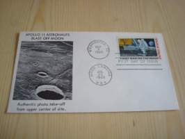 Apollo 11, 1969, USA, ensipäiväkuori, FDC, harvinaisempi kuorimalli. Katso myös muut kohteeni, minulla on myynnissä mm. noin 1 200 erilaista amerikkalaista