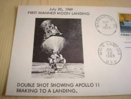 Apollo 11, 1969, USA, ensipäiväkuori, FDC, harvinaisempi kuorimalli. Katso myös muut kohteeni, minulla on myynnissä mm. noin 1 200 erilaista amerikkalaista