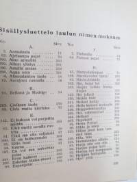 Laulu-Matti -yhteislaulukirja laulujen nimet näkyvät kohteen kuvissa / song book