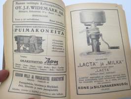 Kansanvalistusseuran Kalenteri 1923, sis. mm. seur. artikkelit / kuvat / mainokset; Sokerijuurikasviljelyn mainos, Forssan Osakeyhtiö, Lacta &amp; Milka separaattorit,