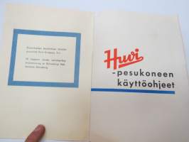Pesu Huviksi - Rosenlew Huvi pesukone käyttöohje (pulsaattori)  O.Y Porin konepaja -washing machine manual