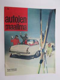 Autojen maailma 1965 nr 1 -Berner Oy Chrysler / Simca -asiakaslehti, sisältää mm. Valiant Barracuda kansikuva, Simca-ajajat Anneli Kangas &amp; Anssi Kukkonen, Curt