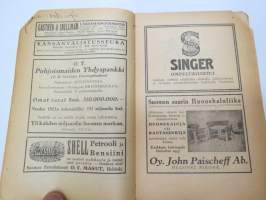 Kansanvalistusseuran Kalenteri 1925, sisältää mm. seur. artikkelit / kuvat / mainokset; Kalenteri, Toripäivät, Metrijärjestelmä, Tietoja postista, Tietoja