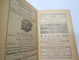 Kansanvalistusseuran Kalenteri 1925, sisältää mm. seur. artikkelit / kuvat / mainokset; Kalenteri, Toripäivät, Metrijärjestelmä, Tietoja postista, Tietoja