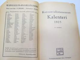 Kansanvalistusseuran Kalenteri 1925, sisältää mm. seur. artikkelit / kuvat / mainokset; Kalenteri, Toripäivät, Metrijärjestelmä, Tietoja postista, Tietoja