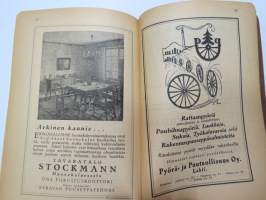 Kansanvalistusseuran Kalenteri 1925, sisältää mm. seur. artikkelit / kuvat / mainokset; Kalenteri, Toripäivät, Metrijärjestelmä, Tietoja postista, Tietoja