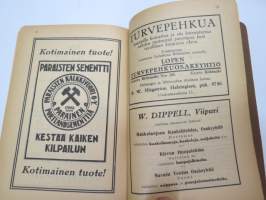 Kansanvalistusseuran Kalenteri 1925, sisältää mm. seur. artikkelit / kuvat / mainokset; Kalenteri, Toripäivät, Metrijärjestelmä, Tietoja postista, Tietoja