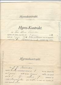 Hyreskontrakt 1912- 24 ,  firmalomake  3 kpl