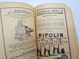 Kansanvalistusseuran Kalenteri 1927, sis. mm. seur. artikkelit / kuvat / mainokset; Singer, Paulig, Paischeff, Nokia, Suomen Väri- ja Vernissatehdas, Keramia-uuni,