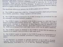 Teledyne Continental Motors - Aircraft Engine Models C125, C145 &amp; O-300 Overhaul manual  -lentokonemoottorin ohjekirja englanniksi