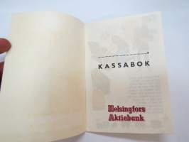 Kassabok - Helsingfors Aktiebank -nuorille tarkoitettu tilikirja säästämiseen -promotional savings book of an bank