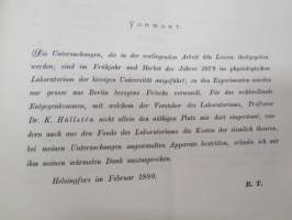 Studien über Mechanische Nervenreizung von Robert Tigerstedt. Erste Abtheilung mit 6 Tafeln. (Abdruck aus den Acta. Soc. Scient. Fennicae Tom. XI.) Helsingfors