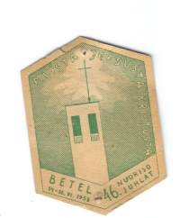Betel 46. Nuorisojuhlat 1952 - merkki,  rintamerkki  pahvia